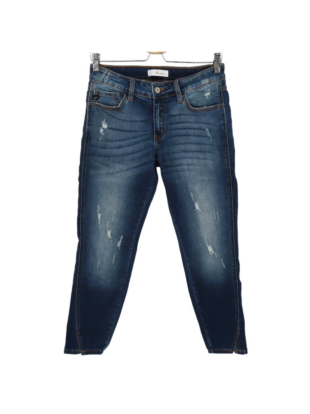 KanCan Women 9 28 KC8086 Blue Distressed Denim Skinny Jeans Twisted Seam Pockets